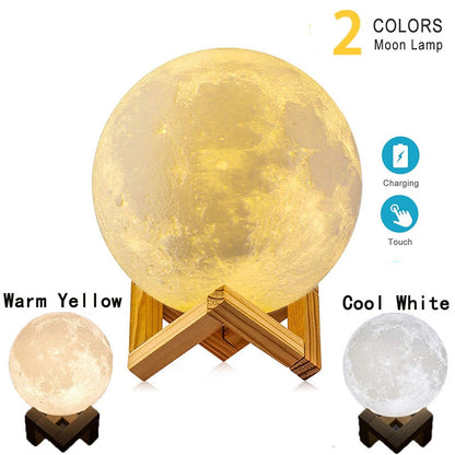 ZK20 LED Night Light 3D Print Moon Lamp Rechargeable Color Change 3D Light Touch Moon Lamp Children&#39;s Lights Night Lamp for Home