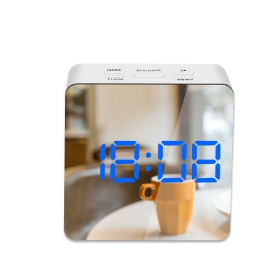 LED Mirror Alarm Clock Digital Snooze Table Clock Wake Up Light Electronic Large Time Temperature Display Home Decoration Clock