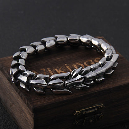 Viking Ouroboros vintage punk bracelet for men stainless steel fashion Jewelry hippop street culture