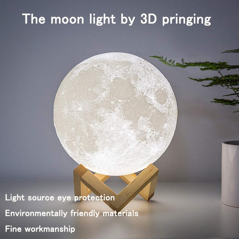 ZK20 LED Night Light 3D Print Moon Lamp Rechargeable Color Change 3D Light Touch Moon Lamp Children&#39;s Lights Night Lamp for Home