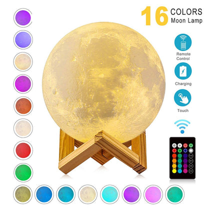 ZK20 LED Night Light 3D Print Moon Lamp Rechargeable Color Change 3D Light Touch Moon Lamp Children&#39;s Lights Night Lamp for Home