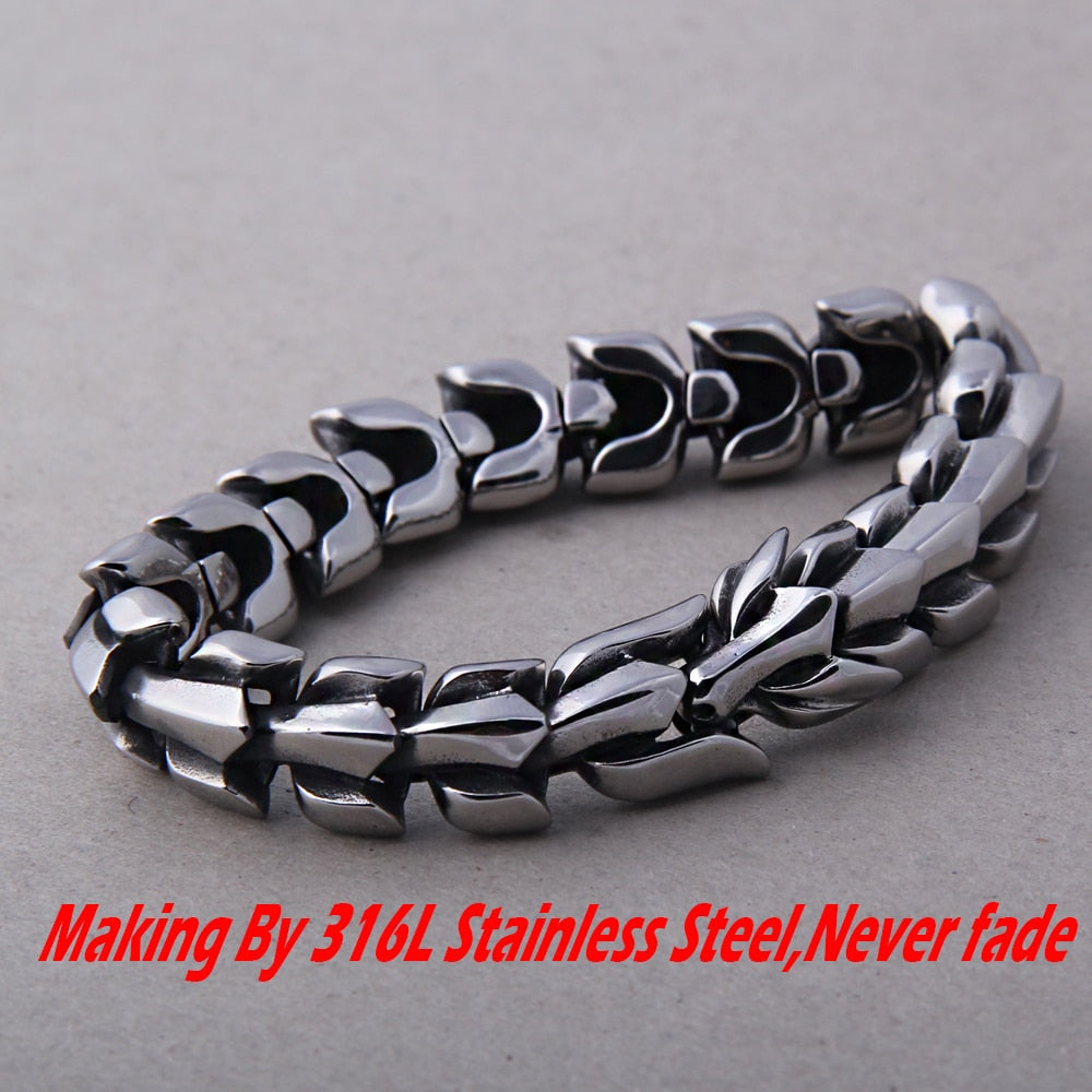 Viking Ouroboros vintage punk bracelet for men stainless steel fashion Jewelry hippop street culture